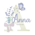 Matriz de Bordado - Nome Anna Lavanda com Laço