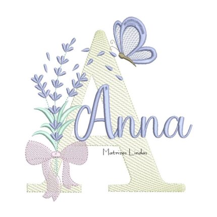Matriz de Bordado - Nome Anna Lavanda com Laço