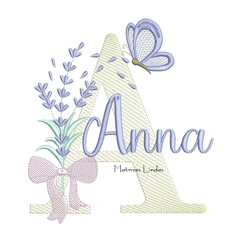 Matriz de Bordado - Nome Anna Lavanda com Laço Matriz de Bordado - Nome Anna Lavanda com Laço