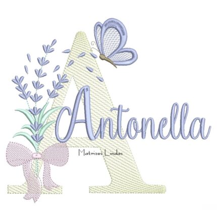 Matriz de Bordado - Nome Antonella Lavanda com Laço