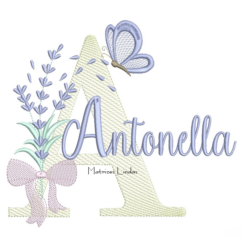 Matriz de Bordado - Nome Antonella Lavanda com Laço Matriz de Bordado - Nome Antonella Lavanda com Laço