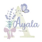 Matriz de Bordado - Nome Ayala Lavanda com Laço