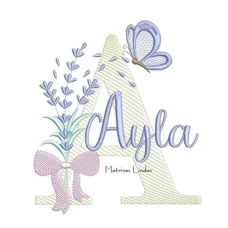 Matriz de Bordado - Nome Ayla Lavanda com Laço Matriz de Bordado - Nome Ayla Lavanda com Laço