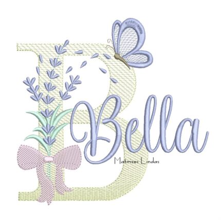 Matriz de Bordado - Nome Bella Lavanda com Laço