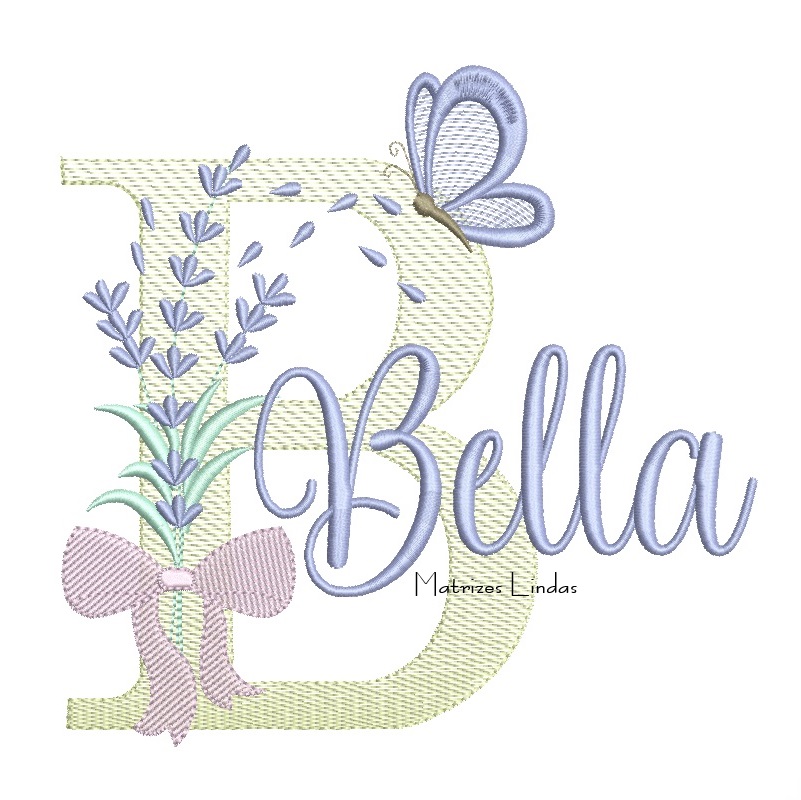 Matriz de Bordado - Nome Bella Lavanda com Laço Matriz de Bordado - Nome Bella Lavanda com Laço