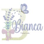 Matriz de Bordado - Nome Bianca Lavanda com Laço