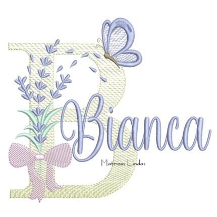 Matriz de Bordado - Nome Bianca Lavanda com Laço