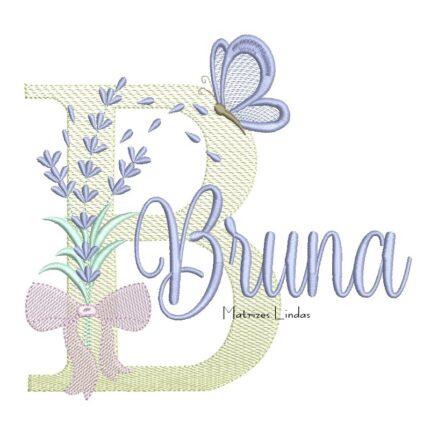 Matriz de Bordado - Nome Bruna Lavanda com Laço