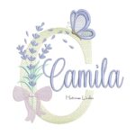 Matriz de Bordado - Nome Camila Lavanda com Laço