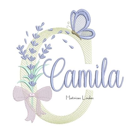 Matriz de Bordado - Nome Camila Lavanda com Laço