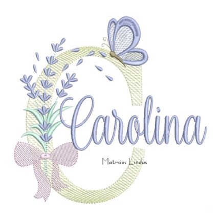 Matriz de Bordado - Nome Carolina Lavanda com Laço