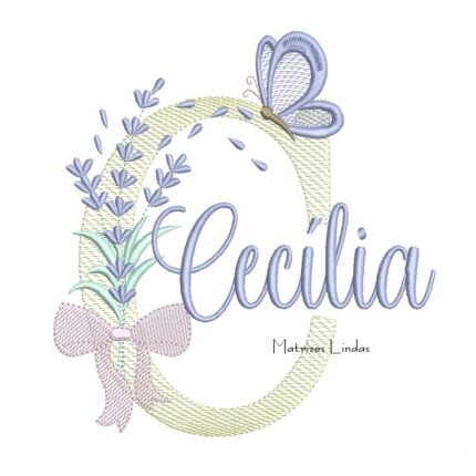 Matriz de Bordado - Nome Cecília Lavanda com Laço