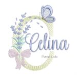 Matriz de Bordado - Nome Celina Lavanda com Laço