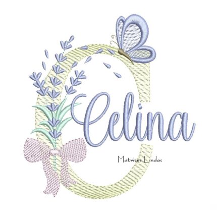 Matriz de Bordado - Nome Celina Lavanda com Laço