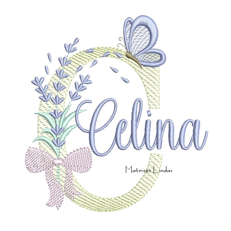 Matriz de Bordado - Nome Celina Lavanda com Laço Matriz de Bordado - Nome Celina Lavanda com Laço