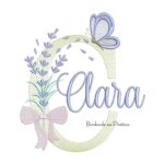 Matriz de Bordado Nome Clara Lavanda com Laço