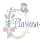 Matriz de Bordado - Nome Clarissa Lavanda com Laço