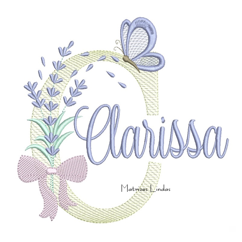 Matriz de Bordado - Nome Clarissa Lavanda com Laço Matriz de Bordado - Nome Clarissa Lavanda com Laço