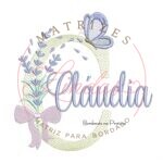 Matriz de Bordado Nome Cláudia Lavanda com Laço