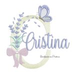 Matriz de Bordado Nome Cristina Lavanda com Laço