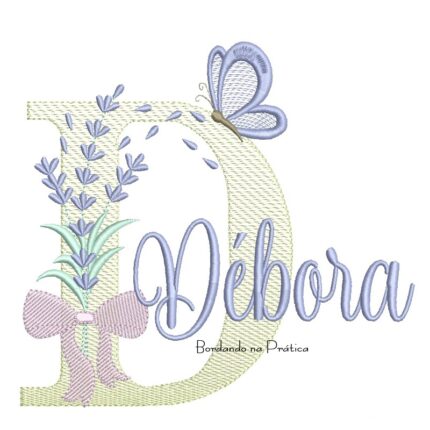 Matriz de Bordado Nome Débora Lavanda com Laço