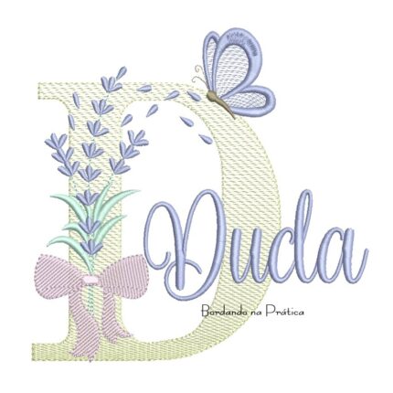 Matriz de Bordado Nome Duda Lavanda com Laço