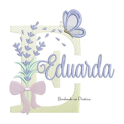 Matriz de Bordado Nome Eduarda Lavanda com Laço