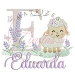 Matriz de Bordado - Nome Eduarda com Ovelhinha
