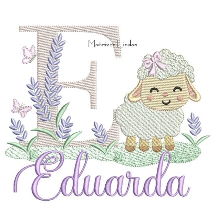 Matriz de Bordado - Nome Eduarda com Ovelhinha