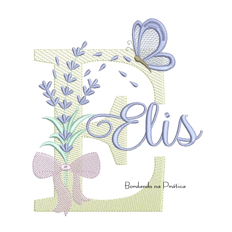 Matriz de Bordado Nome Elis Lavanda com Laço Matriz de Bordado Nome Elis Lavanda com Laço