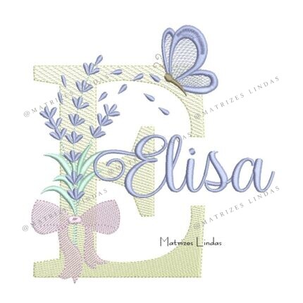 Matriz de Bordado - Nome Elisa Lavanda com Laço