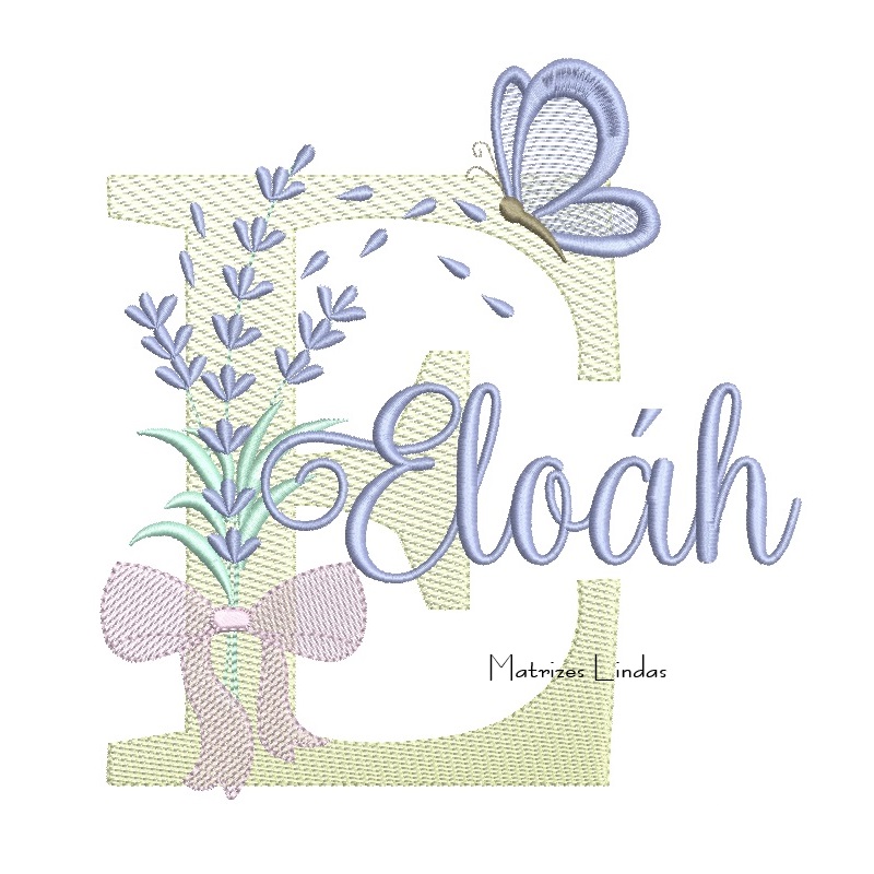 Matriz de Bordado - Nome Eloáh Lavanda com Laço Matriz de Bordado - Nome Eloáh Lavanda com Laço