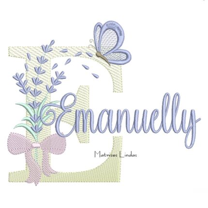 Matriz de Bordado - Nome Emanuelly Lavanda com Laço