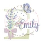 Matriz de Bordado Nome Emily Lavanda com Laço