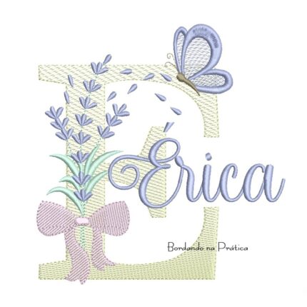 Matriz de Bordado Nome Érica Lavanda com Laço