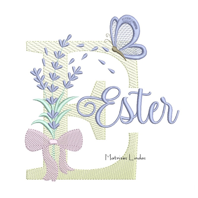 Matriz de Bordado - Nome Ester Lavanda com Laço Matriz de Bordado - Nome Ester Lavanda com Laço