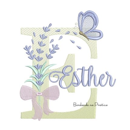 Matriz de Bordado Nome Esther Lavanda com Laço