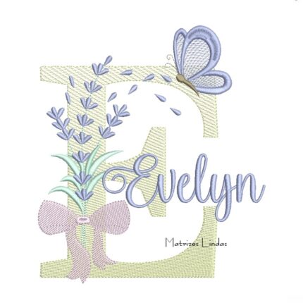 Matriz de Bordado - Nome Evelyn Lavanda com Laço