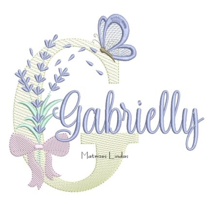 Matriz de Bordado - Nome Gabrielly Lavanda com Laço