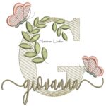 Matriz de Bordado Nome Giovanna Folhas e Borboletas