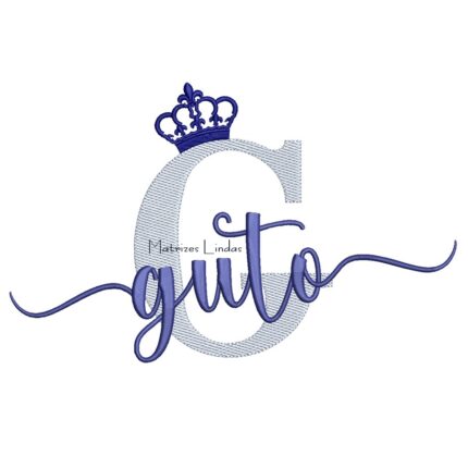 Matriz de Bordado - Nome Guto Sobreposto com Coroa