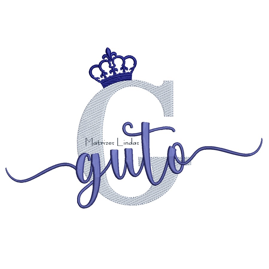 Matriz de Bordado - Nome Guto Sobreposto com Coroa Matriz de Bordado - Nome Guto Sobreposto com Coroa