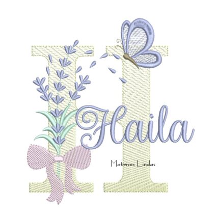 Matriz de Bordado - Nome Haila Lavanda com Laço