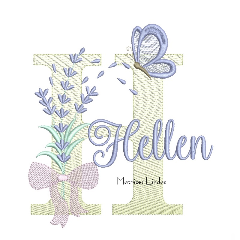Matriz de Bordado - Nome Hellen Lavanda com Laço Matriz de Bordado - Nome Hellen Lavanda com Laço