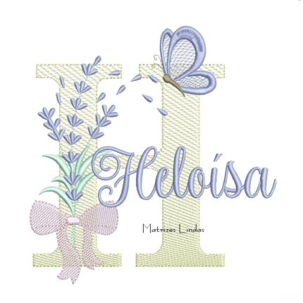 Matriz de Bordado - Nome Heloísa Lavanda com Laço
