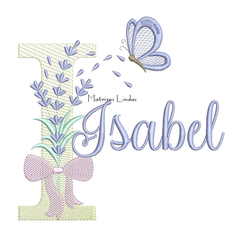 Matriz de Bordado - Nome Isabel Lavanda com Laço Matriz de Bordado - Nome Isabel Lavanda com Laço