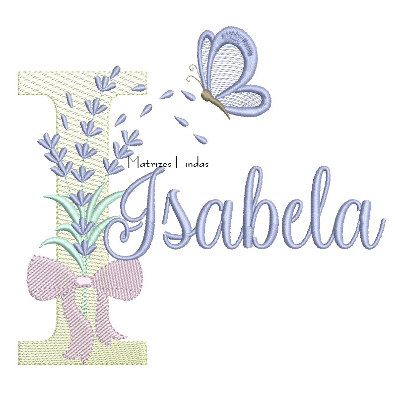 Matriz de Bordado - Nome Isabela Lavanda com Laço Matriz de Bordado - Nome Isabela Lavanda com Laço