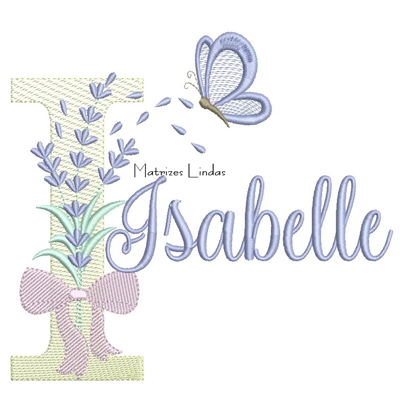 Matriz de Bordado - Nome Isabelle Lavanda com Laço Matriz de Bordado - Nome Isabelle Lavanda com Laço