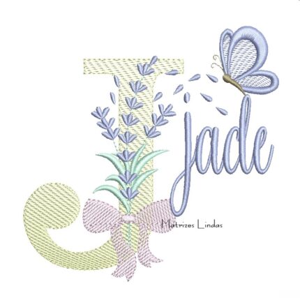 Matriz de Bordado - Nome Jade Lavanda com Laço