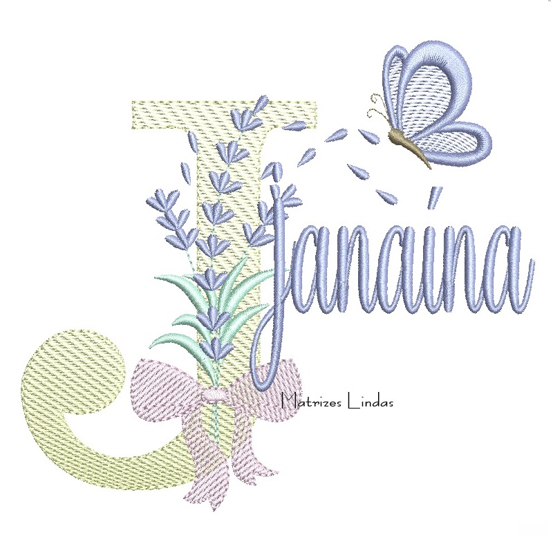 Matriz de Bordado - Nome Janaína Lavanda com Laço Matriz de Bordado - Nome Janaína Lavanda com Laço